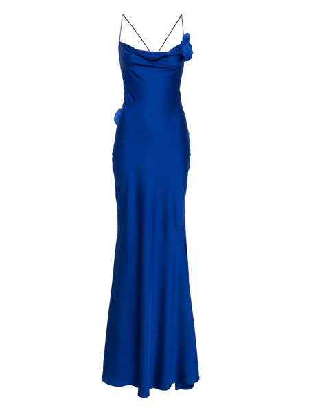  Parlor Vestido Largo Con Apliques Florales - Azul 