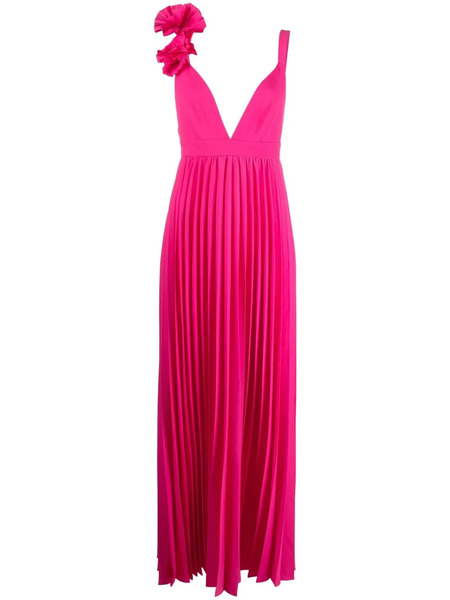  P.a.r.o.s.h. Vestido Palmer Largo Plisado - Rosa 
