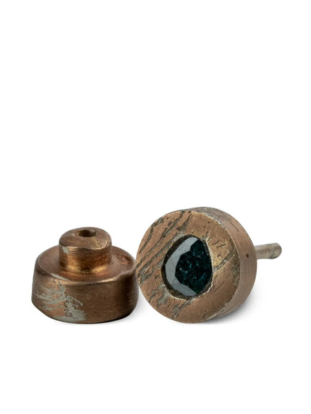  Parts Of Four Pendiente Pequeño En Plata De Ley Bañada En Oro Rosa De 18 Ct Con Apliques De Diamante Azul 