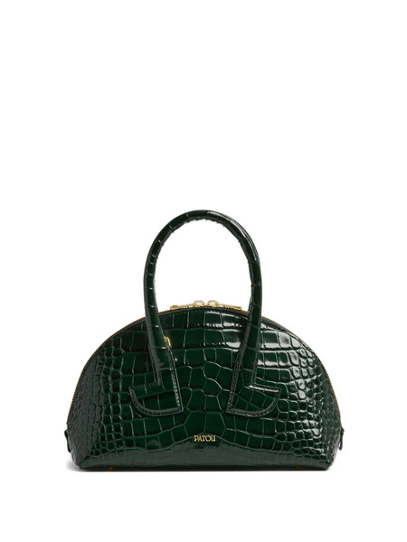  Patou Bolso Le Patou Bowling Con Efecto De Piel De Cocodrilo En Relieve Y Forma De Media Luna - Verde 
