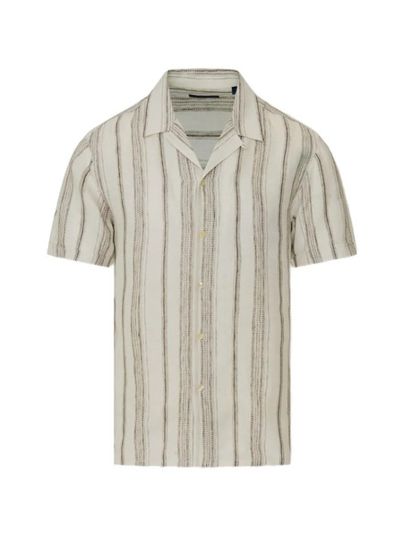  Patrick Assaraf Camisa Dobby A Rayas - Neutro 