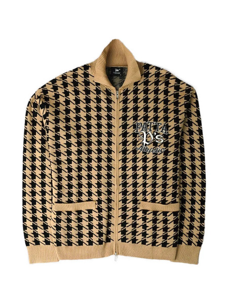  Patta Houndstooth-pattern Zip-up Cardigan - Neutro 