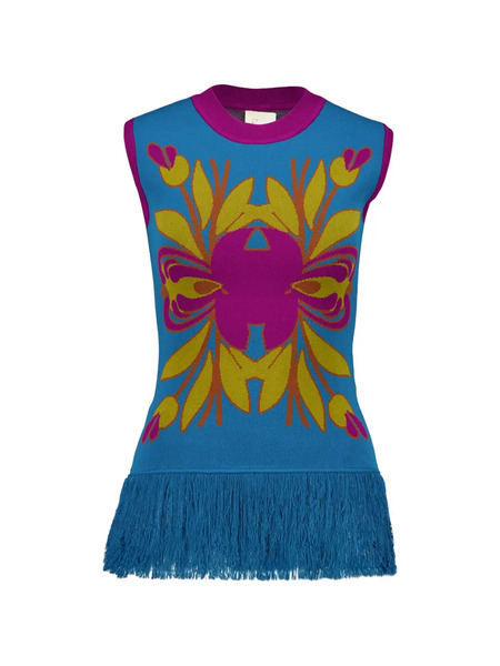  Paula Chaleco Con Flecos - Azul 