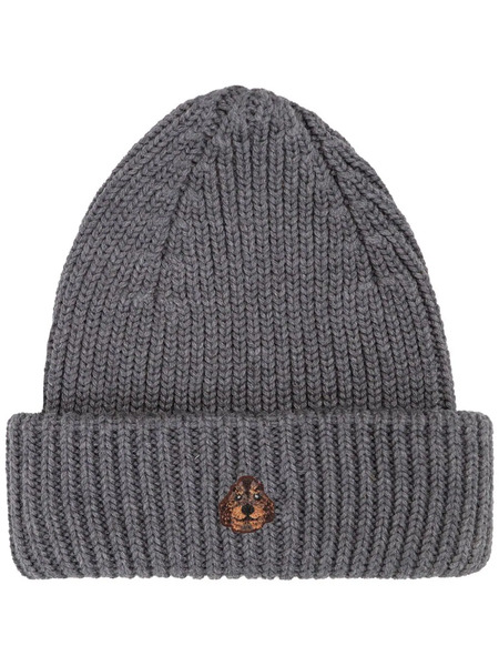  Pelo Foundation Gorro Con Aplique De Perro - Gris 