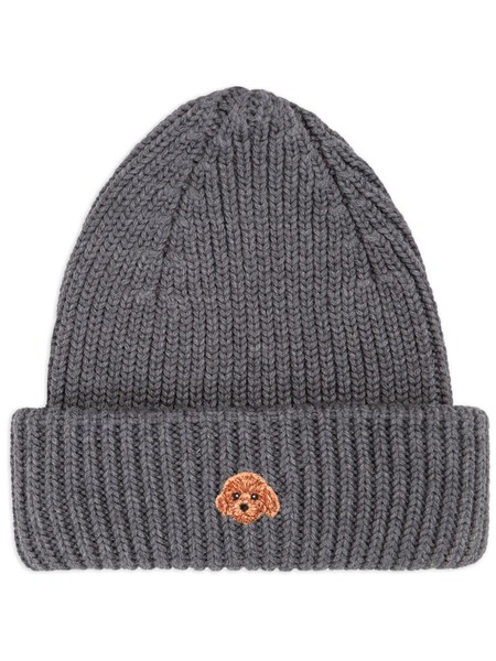  Pelo Foundation Gorro Con Aplique De Perro - Gris 