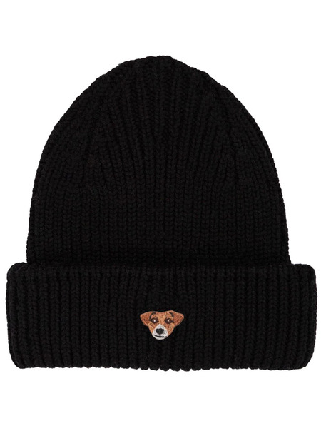  Pelo Foundation Gorro Con Aplique De Perro - Negro 