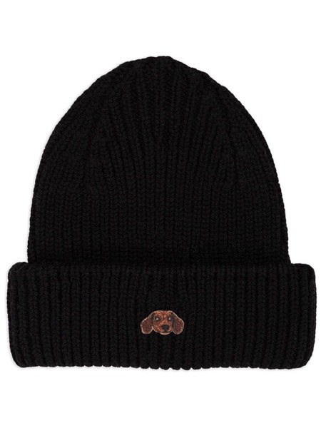  Pelo Foundation Gorro Con Aplique De Perro - Negro 