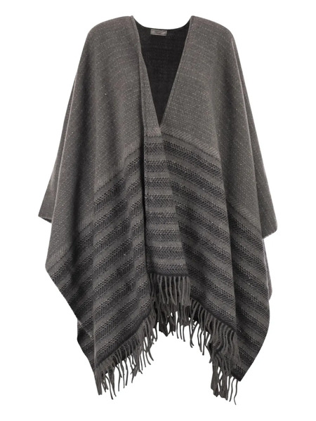  Peserico Capa Con Flecos - Gris 