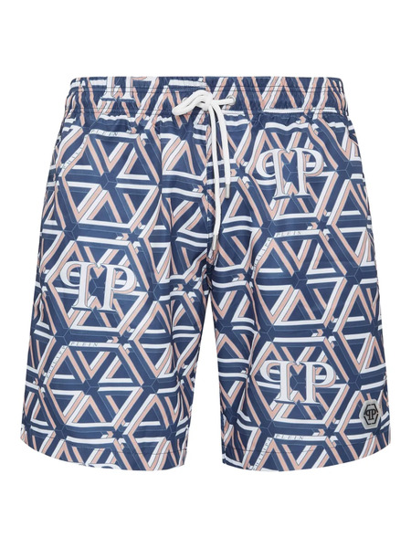 Philipp Plein Bañador Monogram Boxer - Azul 
