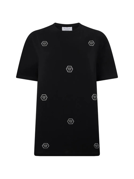  Philipp Plein Camiseta Con Monograma De Cristal - Negro 