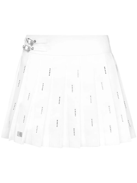  Philipp Plein Falda Corta Plisada - Blanco 