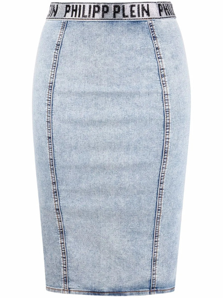  Philipp Plein Falda Vaquera Stone - Azul 