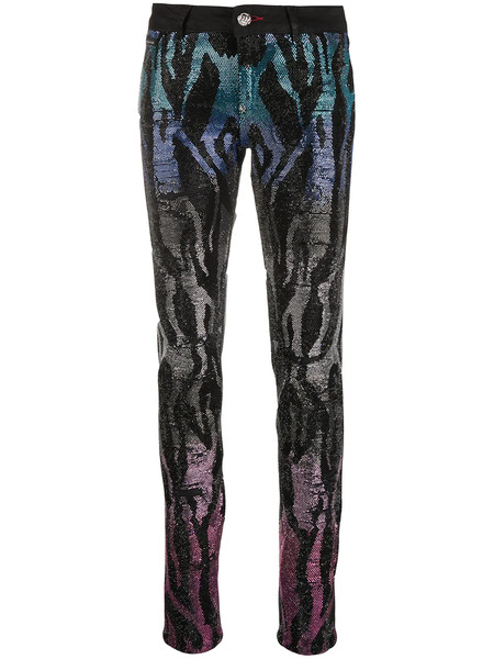  Philipp Plein Jeggins Con Motivo De Cebra - Negro 