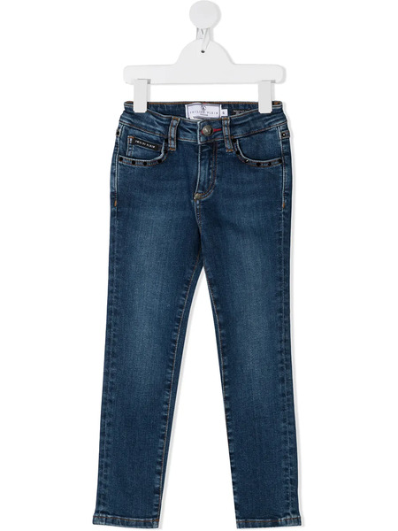  Philipp Plein Junior Vaqueros Slim Con Logo Hexagonal - Azul 