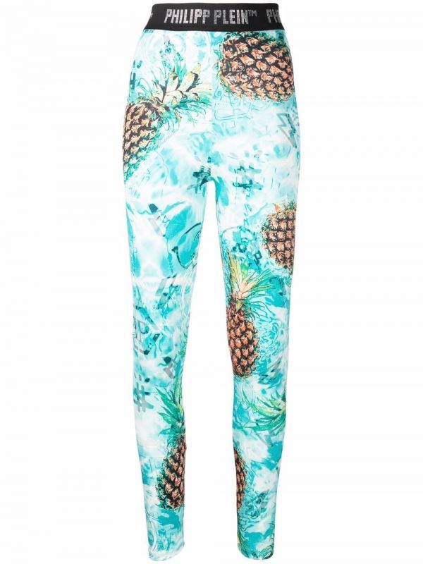  Philipp Plein Leggins Con Motivo De Piña - Verde 
