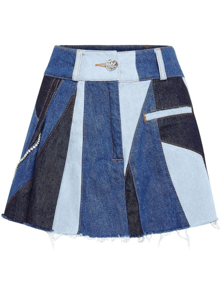  Philipp Plein Minifalda Vaquera En Patchwork - Azul 
