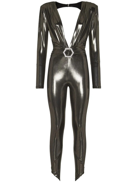  Philipp Plein Mono Largo Con Apliques De Cristal - Dorado 