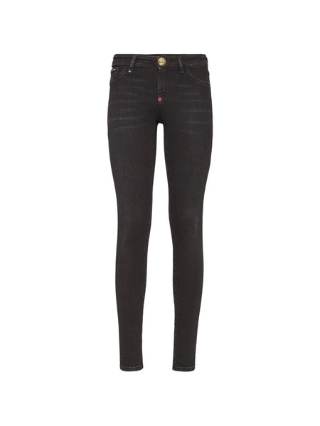  Philipp Plein Nothing Left At All Denim Leggings - Negro 