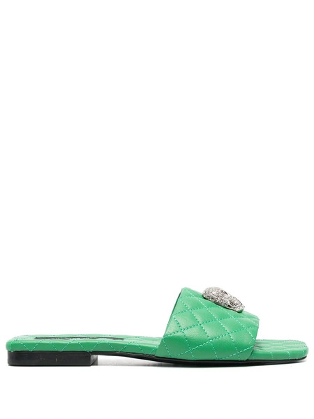  Philipp Plein Sandalias Crystal Skull En Matelassé - Verde 