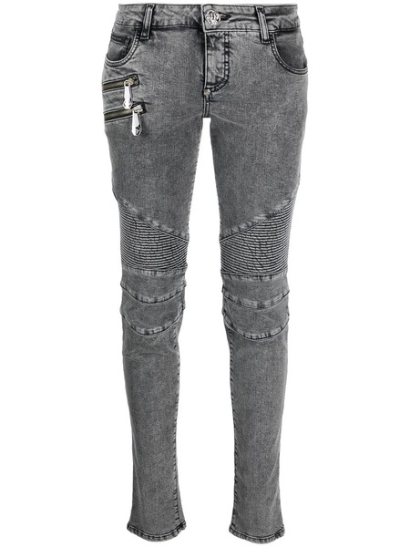  Philipp Plein Vaqueros Bike Skinny De Talle Bajo - Gris 