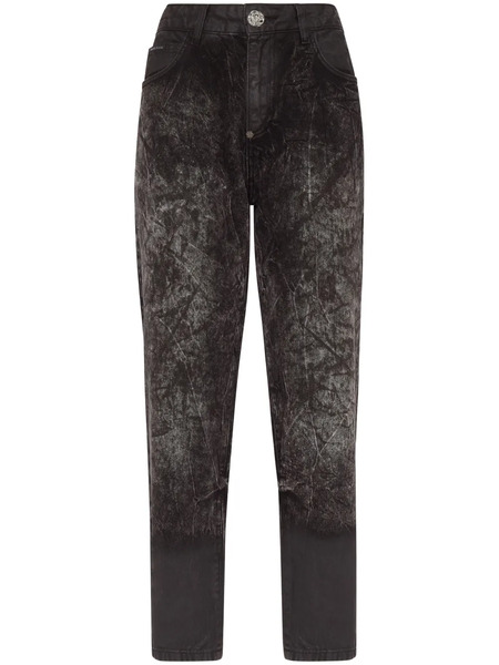  Philipp Plein Vaqueros Capri Con Efecto Envejecido - Negro 