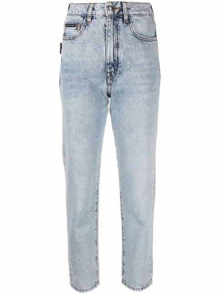  Philipp Plein Vaqueros Capri De Talle Alto - Azul 