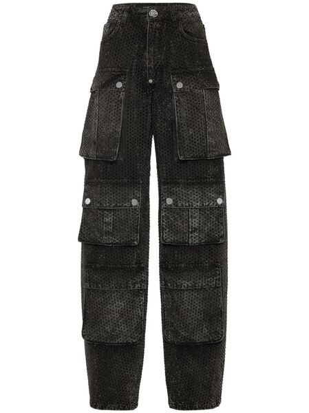  Philipp Plein Vaqueros Cargo Con Apliques - Negro 