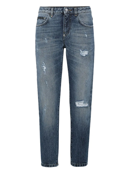  Philipp Plein Vaqueros Con Efecto Envejecido - Azul 