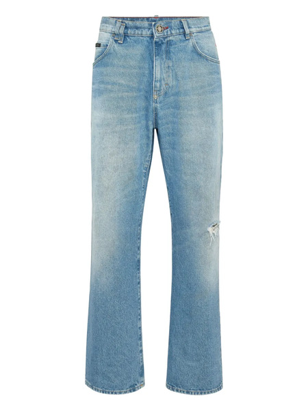  Philipp Plein Vaqueros Con Parche Del Logo - Azul 