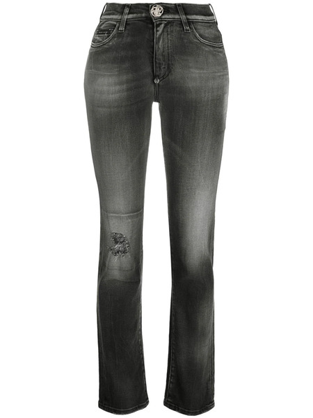  Philipp Plein Vaqueros Con Placa Del Logo - Negro 