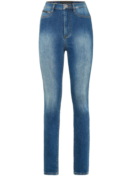  Philipp Plein Vaqueros De Talle Alto - Azul 
