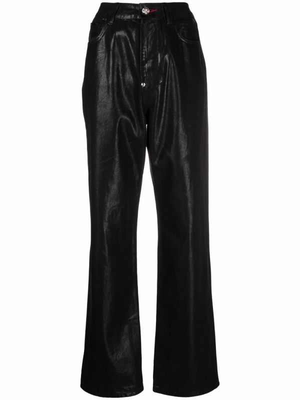  Philipp Plein Vaqueros Iconic Plein Holgados - Negro 