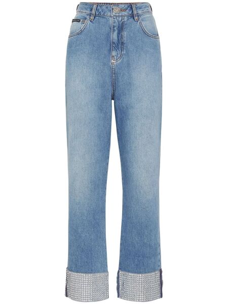 Philipp Plein Vaqueros Rectos Con Apliques - Azul 