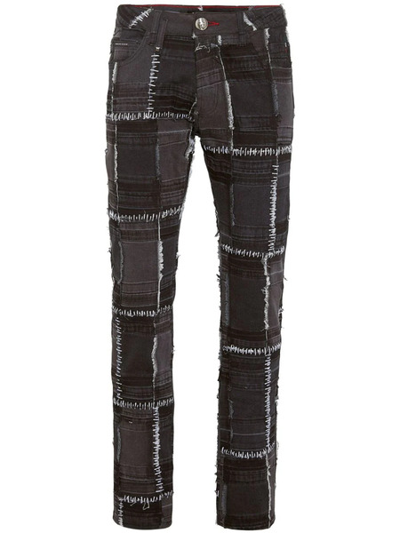  Philipp Plein Vaqueros Rectos Con Diseño Patchwork - Gris 