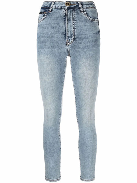  Philipp Plein Vaqueros Skinny Con Bordado Skull - Azul 