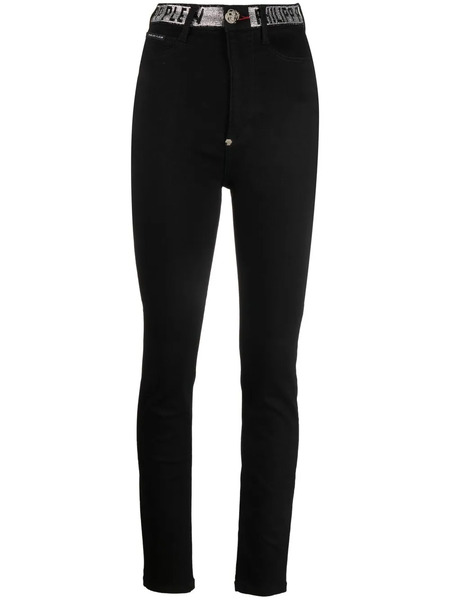  Philipp Plein Vaqueros Skinny Con Logo - Negro 