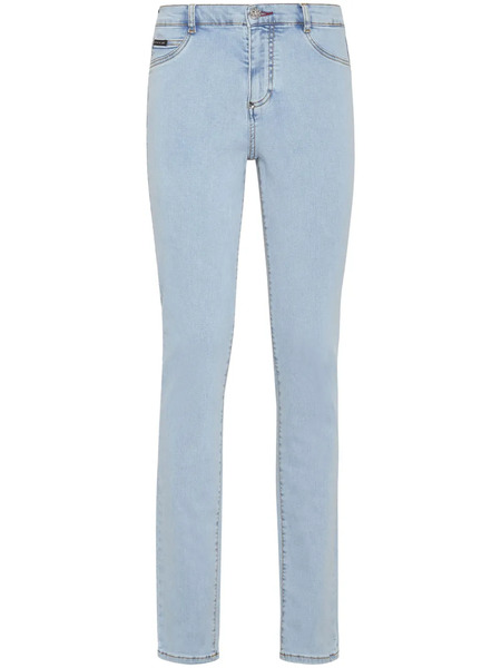  Philipp Plein Vaqueros Skinny Con Placa Del Logo - Azul 