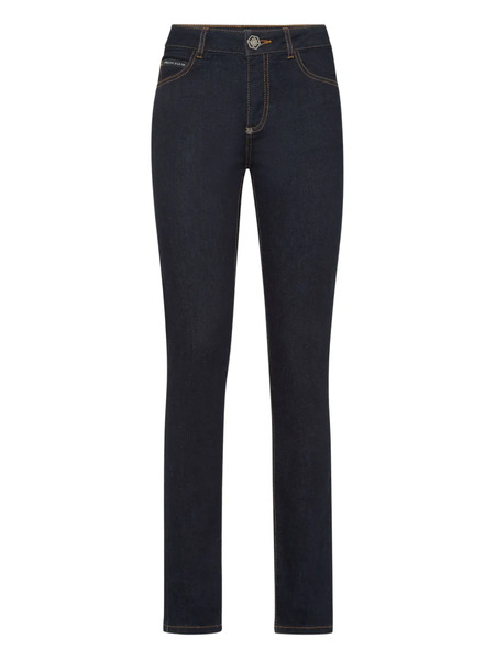  Philipp Plein Vaqueros Skinny Con Placa Del Logo - Azul 
