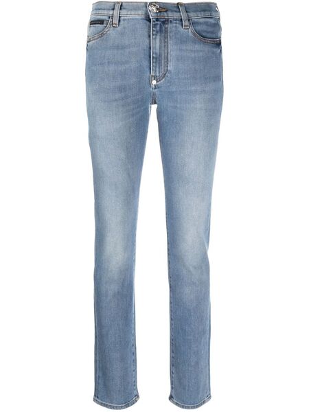  Philipp Plein Vaqueros Slim De Talle Medio - Azul 