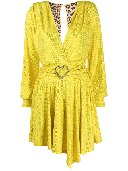  Philipp Plein Vestido Corto Aphrodite Con Cristal - Amarillo 