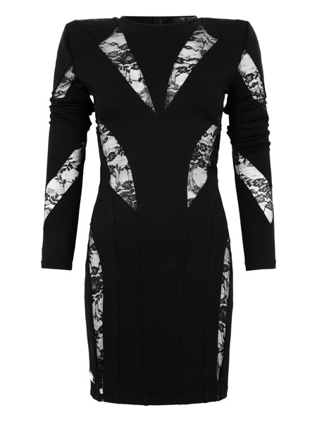  Philipp Plein Vestido Corto Con Manga Larga - Negro 