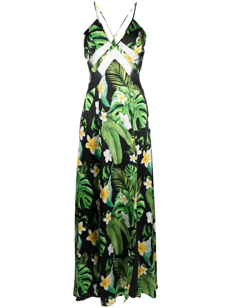  Philipp Plein Vestido Largo Con Motivo Hawaii - Negro 