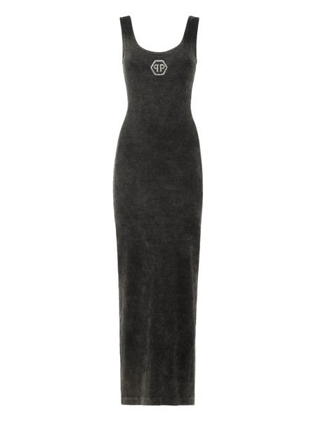  Philipp Plein Vestido Midi Hexagon De Punto En Canalé - Gris 