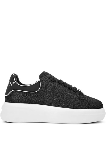  Philipp Plein Zapatillas Bajas Megastar Con Purpurina - Negro 