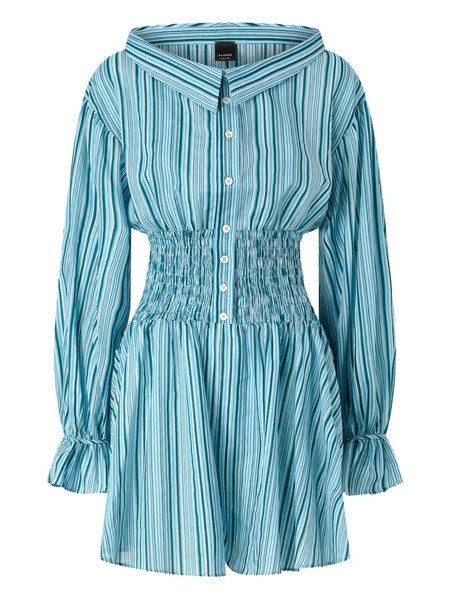  Pinko Mono Largo Fruncido A Rayas - Azul 