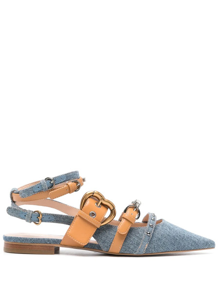  Pinko Mules Con Apliques De Gema - Azul 