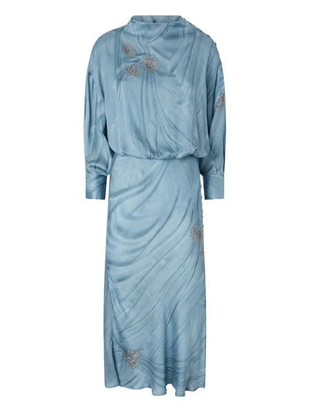  Pinko Vestido Midi Con Apliques - Azul 