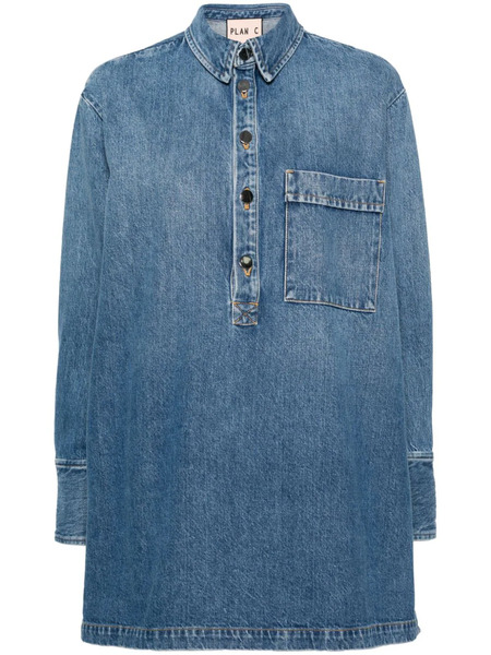  Plan C Blusa Vaquera Con Botones - Azul 