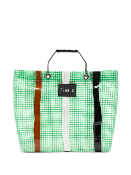  Plan C Bolso Shopper A Rayas - Verde 