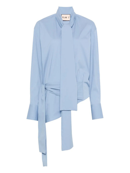  Plan C Camisa Con Lazo En El Cuello - Azul 